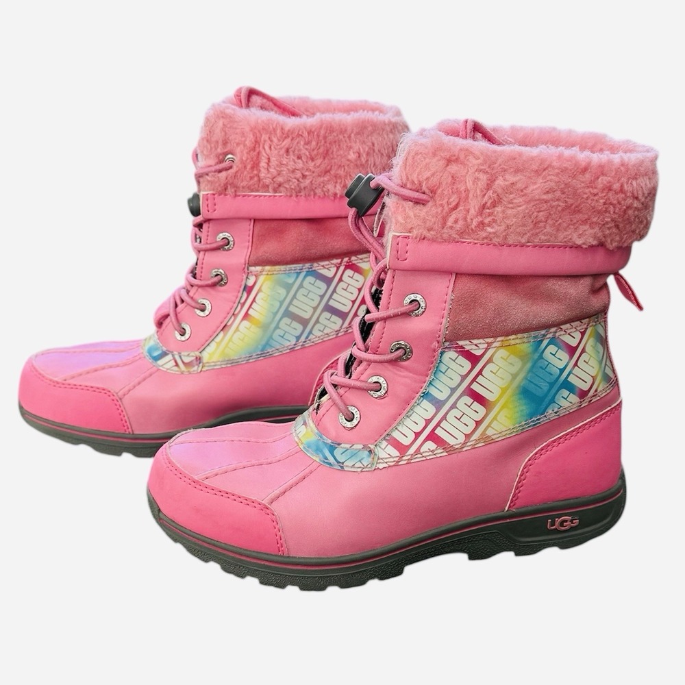 Ugg Kids Butte II Chromatic Boots Pink Faux Fur Holographic